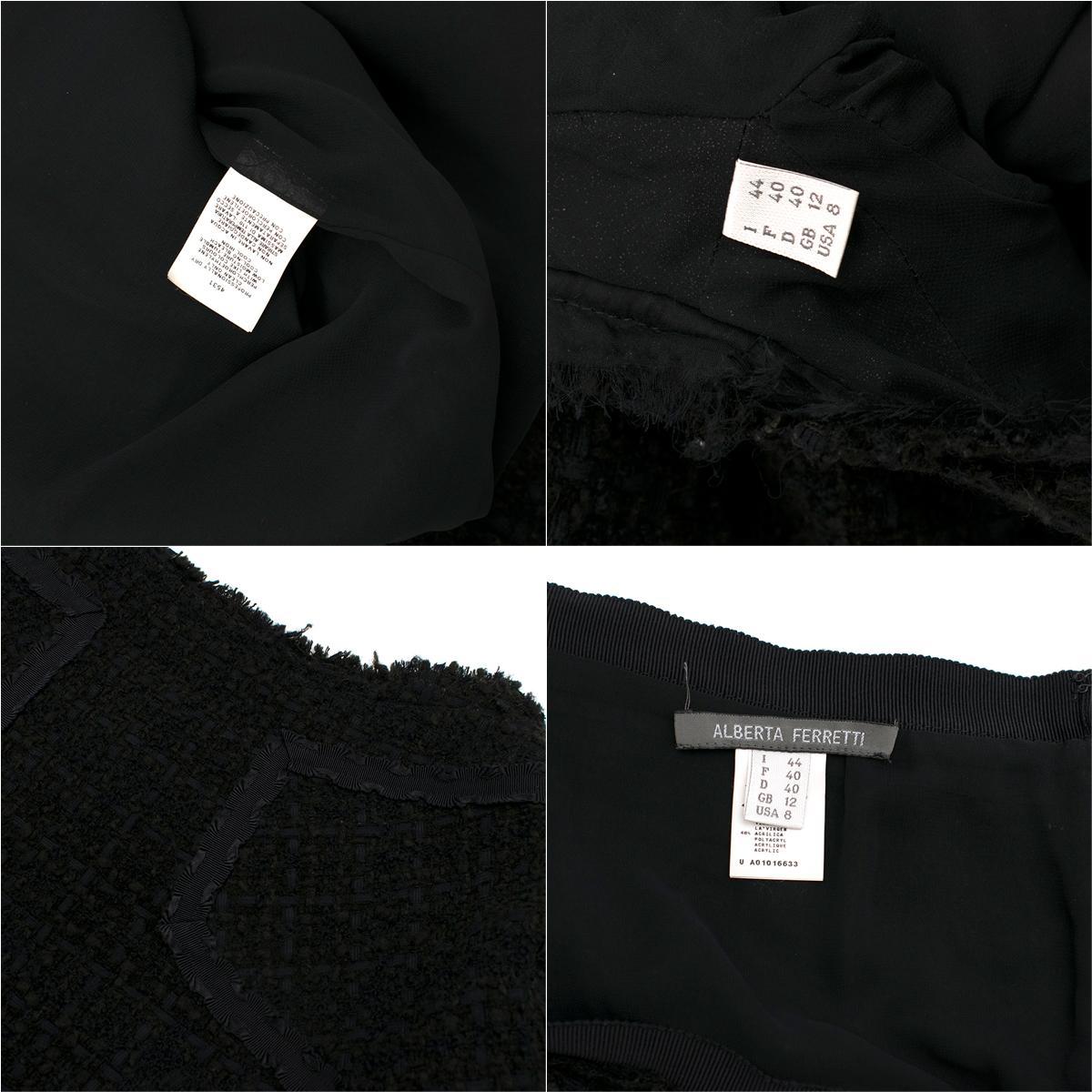 Alberta Ferretti Black Tweed Jacket & Skirt	- Size US 8 For Sale 5