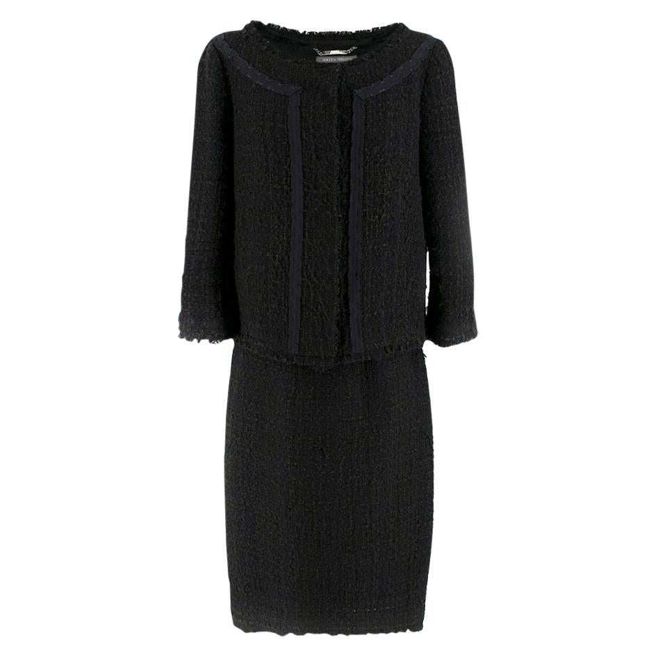Alberta Ferretti Black Tweed Jacket & Skirt	- Size US 8 For Sale