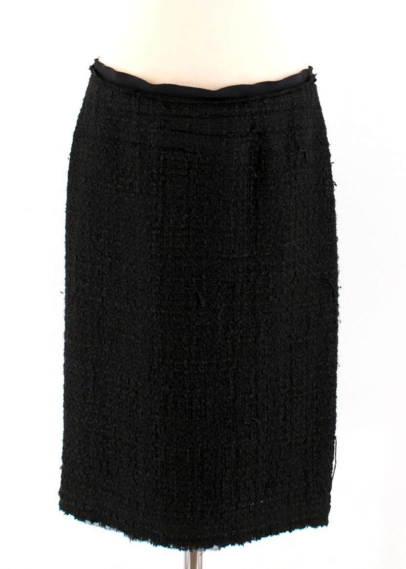 Alberta Ferretti Black Tweed Jacket & Skirt	- Size US 8 1