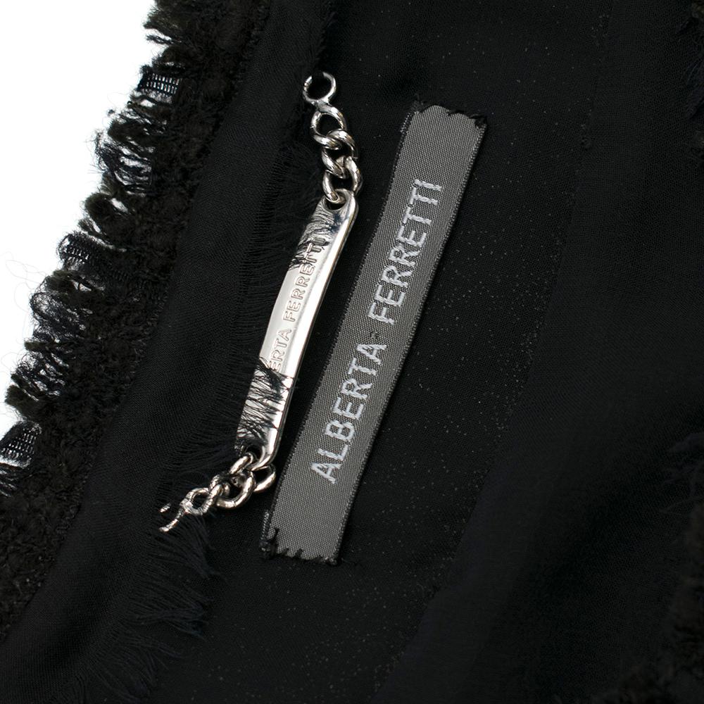 Alberta Ferretti Black Tweed Jacket & Skirt	- Size US 8 2