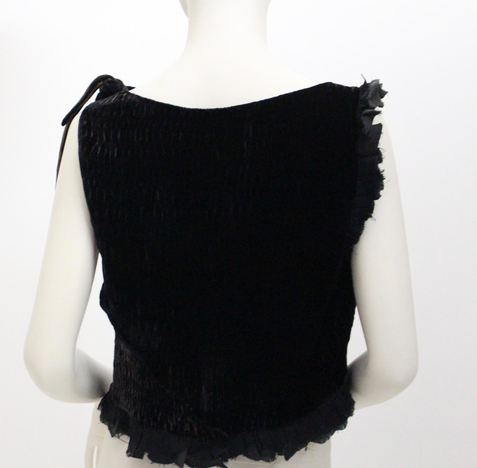 Alberta Ferretti Black Velvet and Silk Top Italy For Sale 6