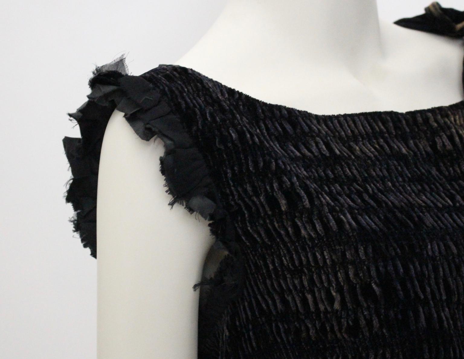 Alberta Ferretti Black Velvet and Silk Top Italy For Sale 8