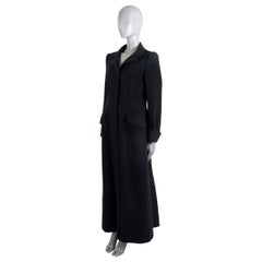 ALBERTA FERRETTI black wool FLARED MAXI Coat Jacket 44 L