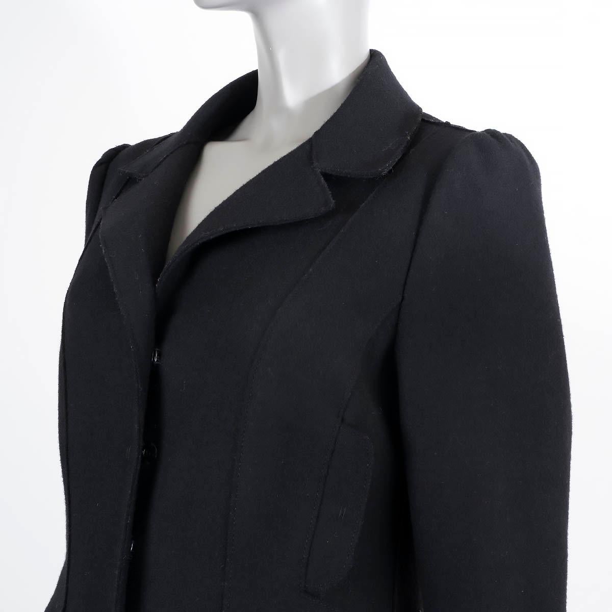 ALBERTA FERRETTI black wool FLARED MAXI Coat Jacket 44 L In Excellent Condition For Sale In Zürich, CH