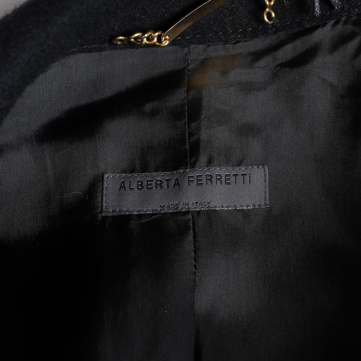 ALBERTA FERRETTI black wool FLARED MAXI Coat Jacket 44 L For Sale 1