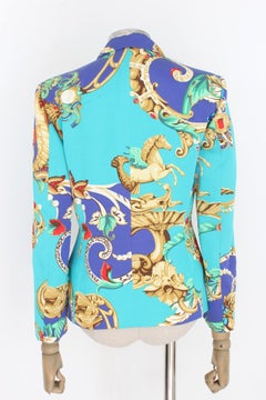 Alberta Ferretti Blue Gold Baroque Evening Blazer 1990s
