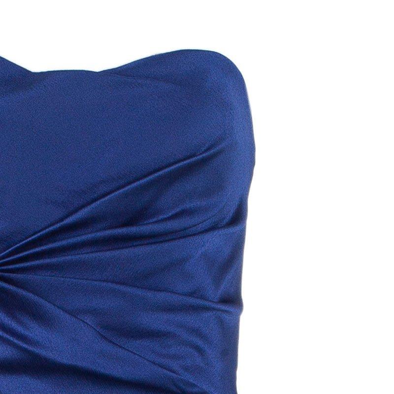 Alberta Ferretti Blue Strapless Fishtail Gown L 6