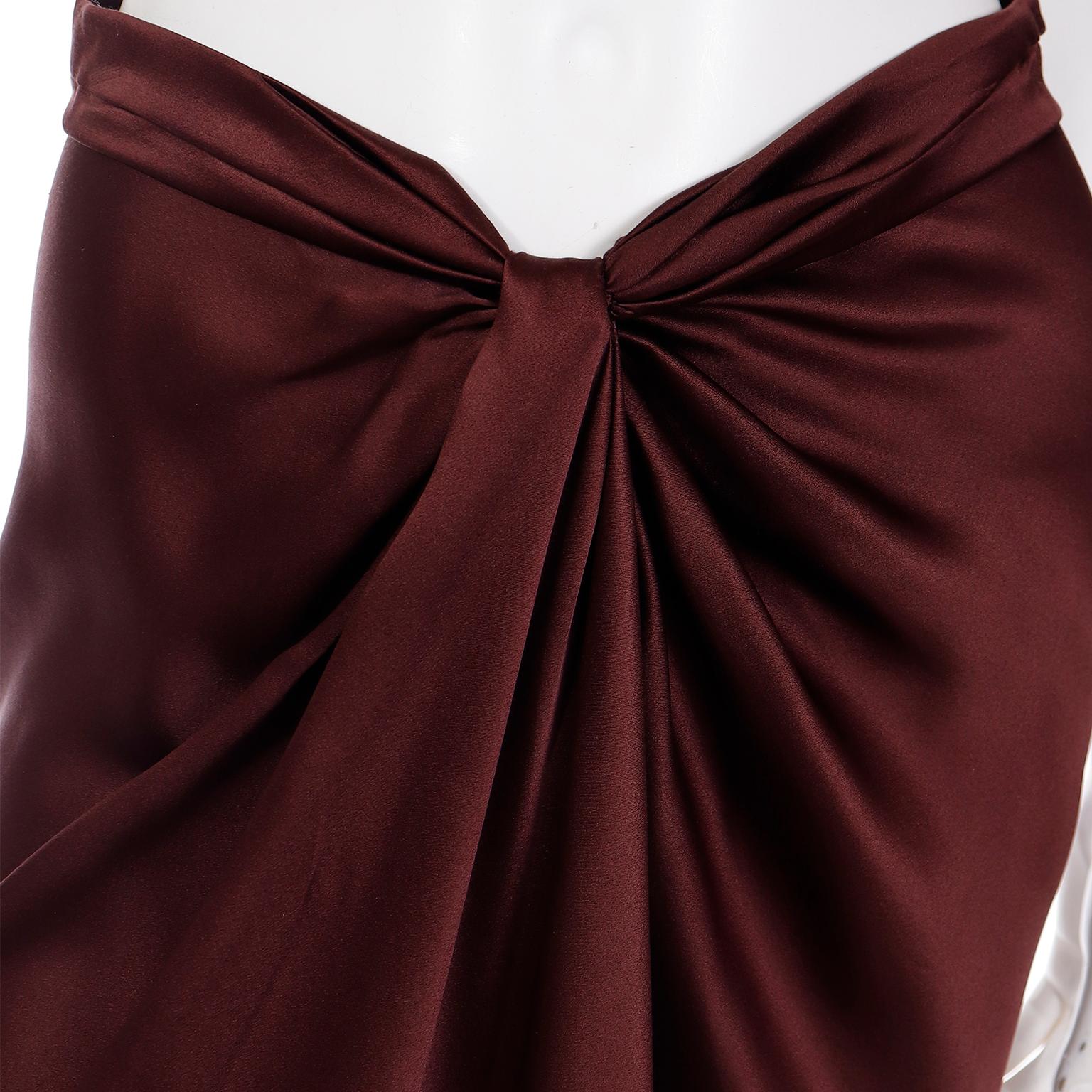 Alberta Ferretti Brown Silk Charmeuse Vintage Skirt For Sale 2