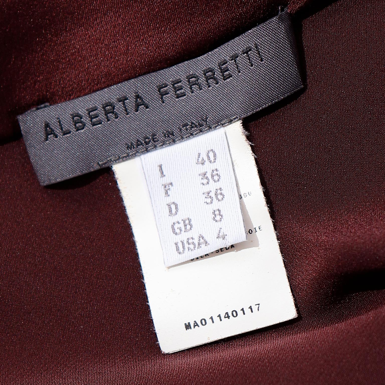 Alberta Ferretti Brown Silk Charmeuse Vintage Skirt For Sale 4