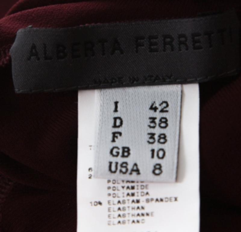 Alberta Ferretti Haut bordeaux à manches longues col bénitier M Pour femmes en vente