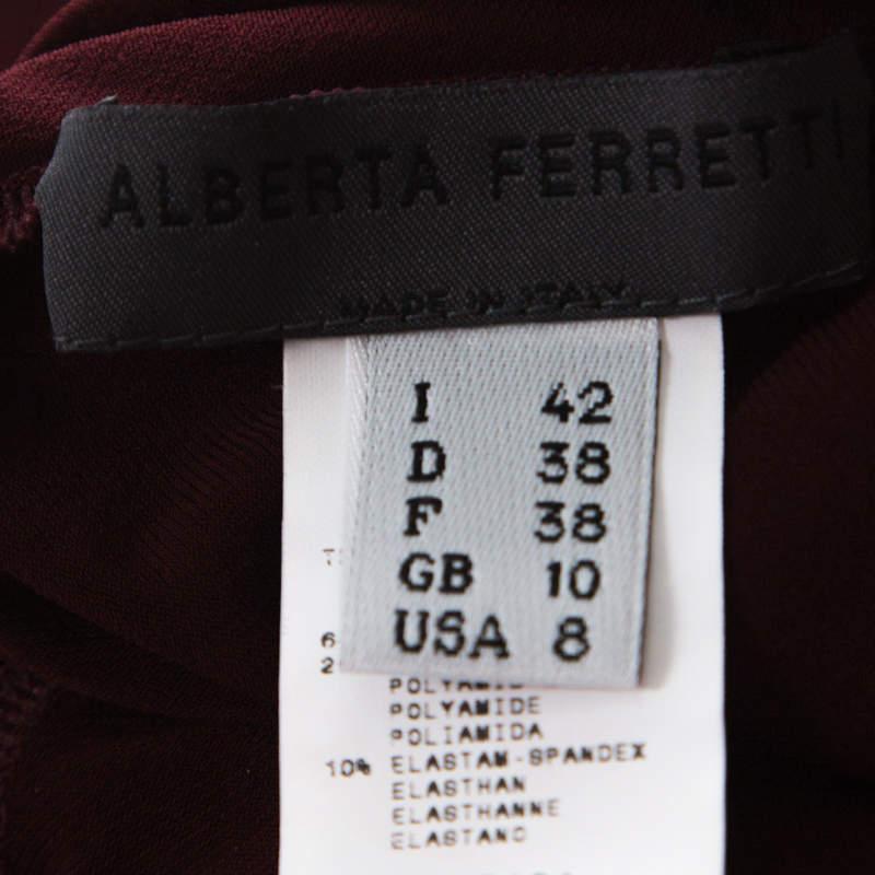 Alberta Ferretti Burgundy Cowl Neck Long Sleeve Top M 1