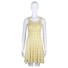 ALBERTA FERRETTI - Mini Vestido de Crochet Macramé Amarillo Mantequilla, Primavera/Verano 2003