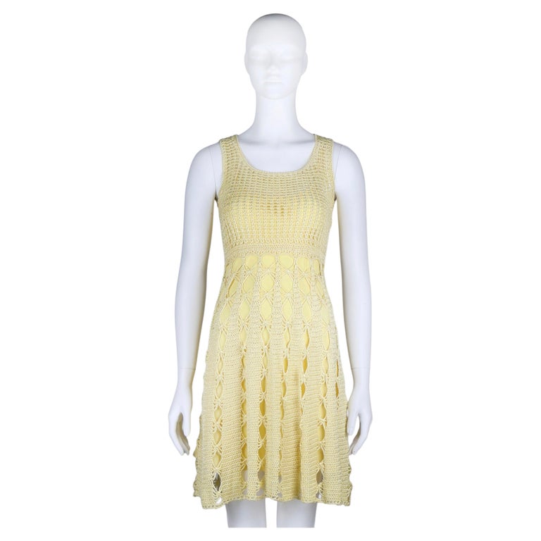 Alberta Ferretti Yellow Crochet Knit Mini Dress, Spring/Summer 2003 For  Sale at 1stDibs