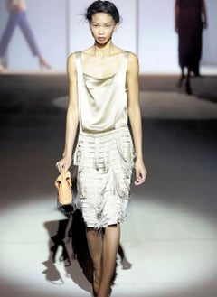Alberta Ferretti Champagne Gold Fringe Silk Dress, SS 2009
