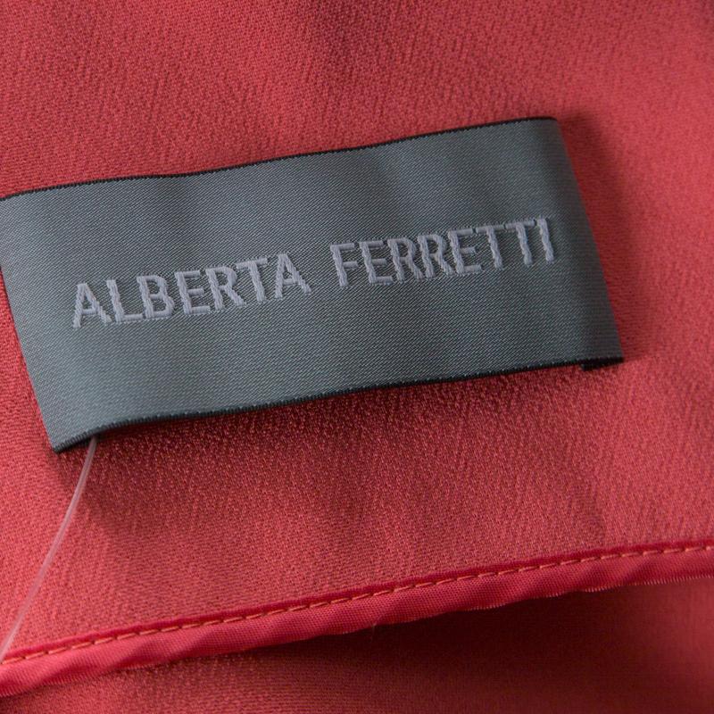Alberta Ferretti Coral Pink Sheer Panel Insert Belted Long Coat M In Good Condition In Dubai, Al Qouz 2