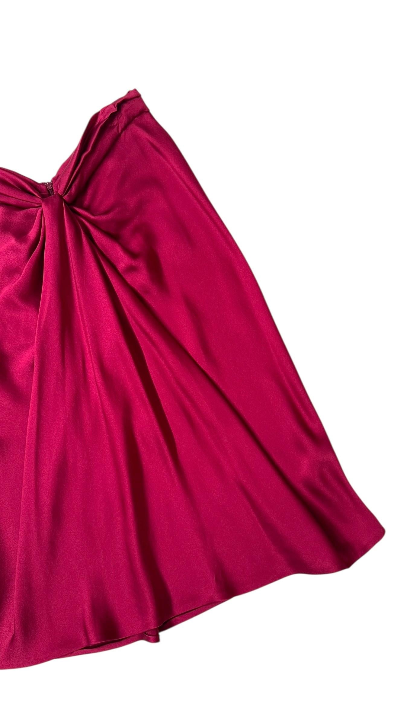 Alberta Ferretti Draped Silk Skirt in Deep Fuchsia - We pay for import duty! in vendita 5