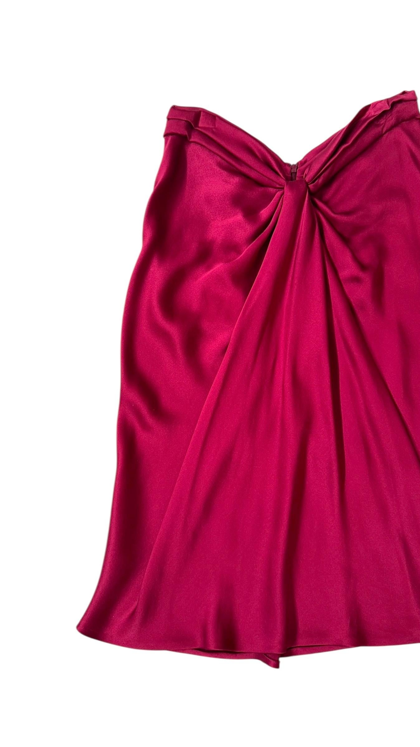 Alberta Ferretti Draped Silk Skirt in Deep Fuchsia - We pay for import duty! in vendita 6