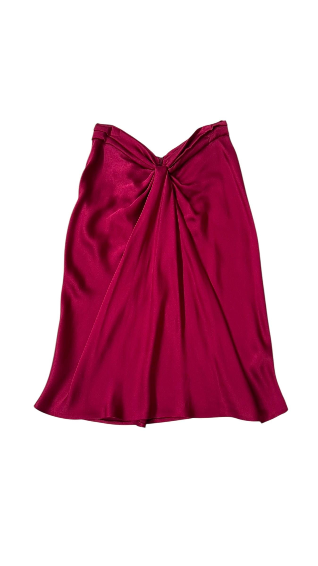 Alberta Ferretti Draped Silk Skirt in Deep Fuchsia - We pay for import duty! in vendita 8