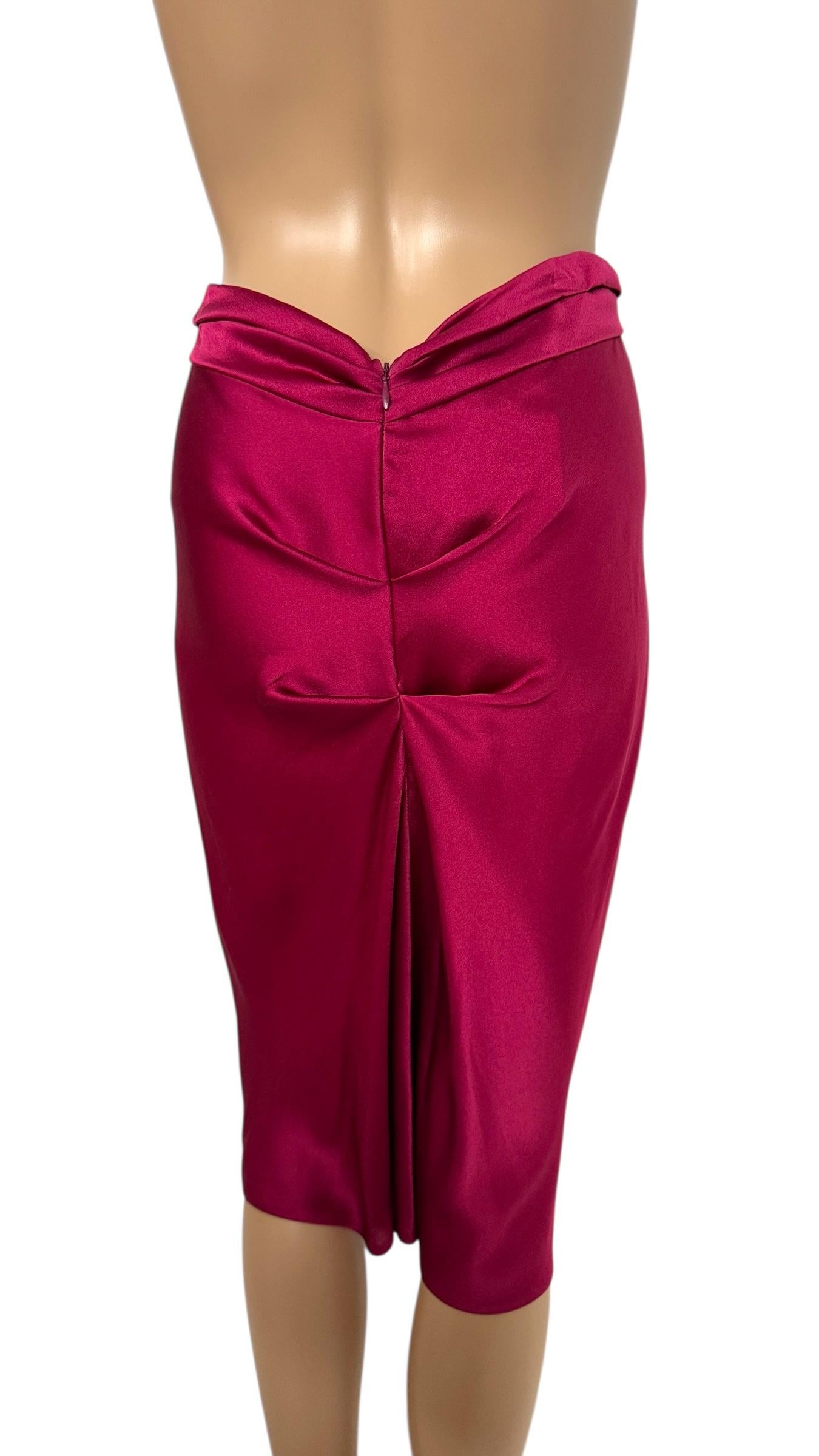 Donna Alberta Ferretti Draped Silk Skirt in Deep Fuchsia - We pay for import duty! in vendita