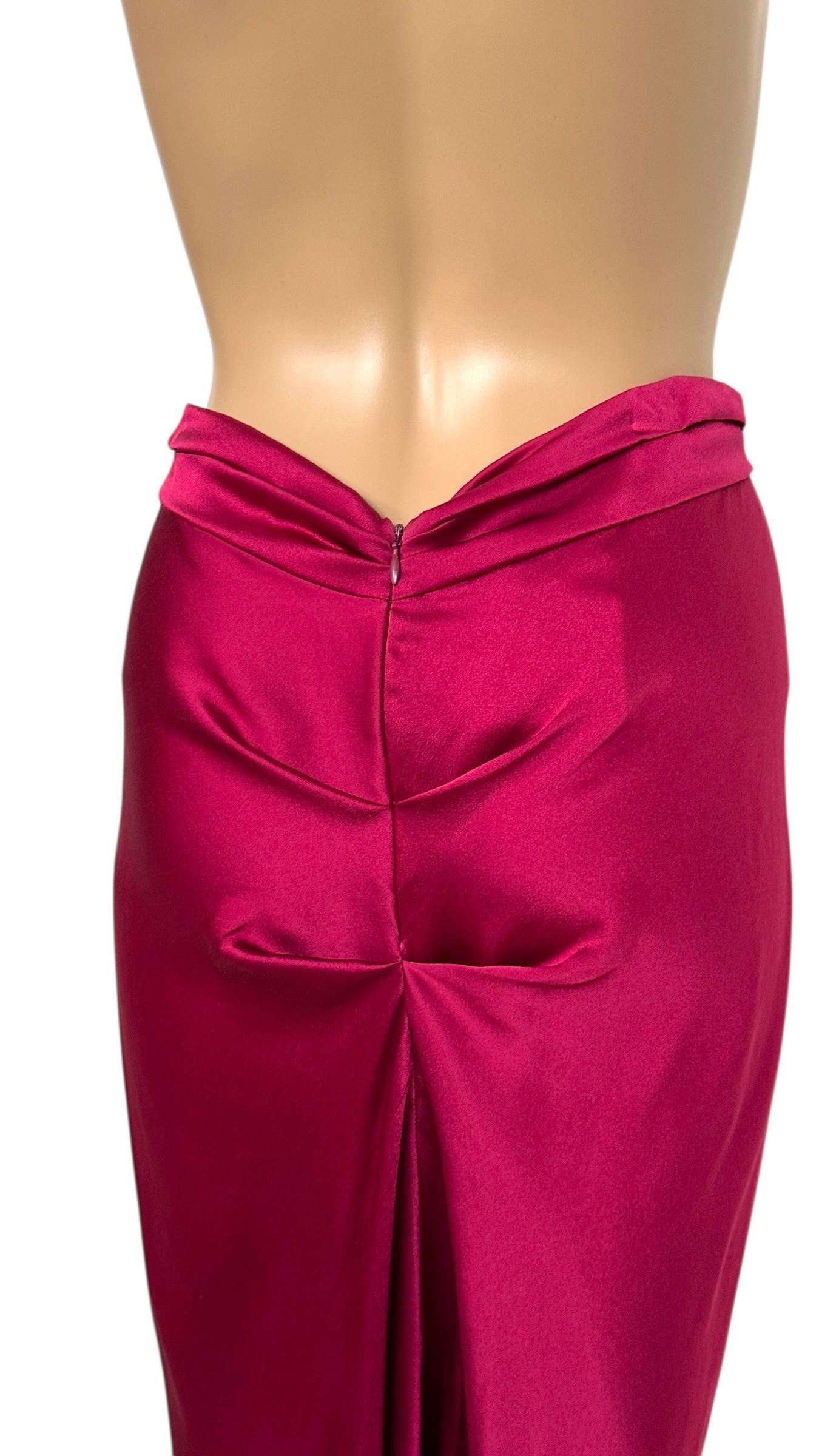Alberta Ferretti Draped Silk Skirt in Deep Fuchsia - We pay for import duty! in vendita 1