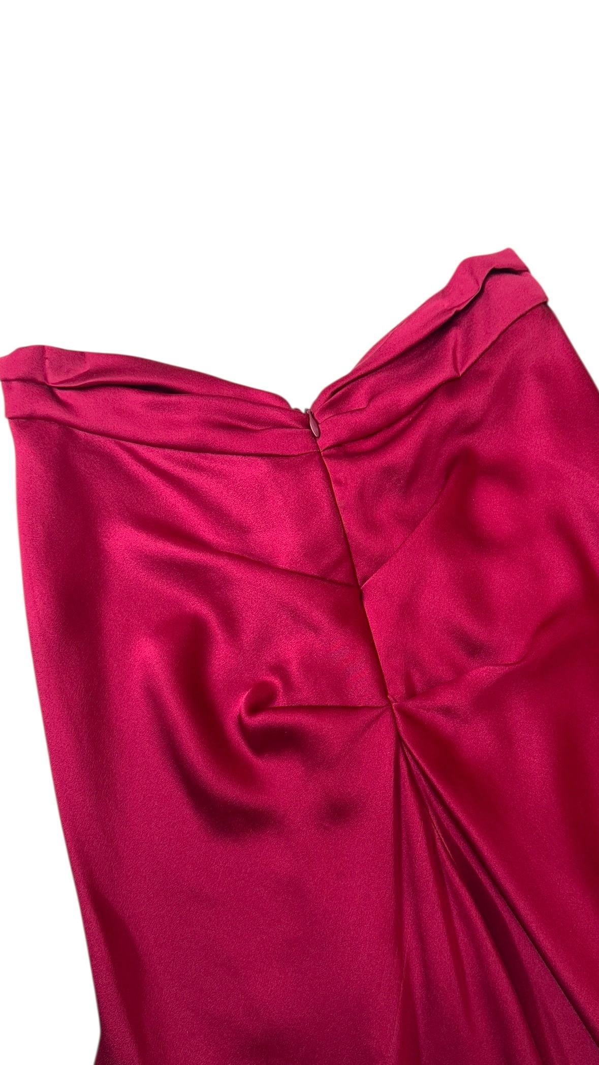 Alberta Ferretti Draped Silk Skirt in Deep Fuchsia - We pay for import duty! in vendita 3