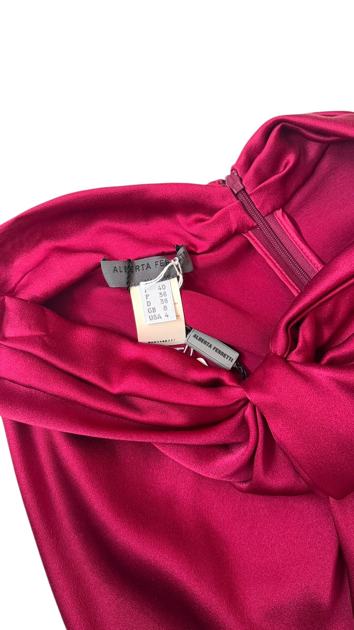 Alberta Ferretti Draped Silk Skirt in Deep Fuchsia - We pay for import duty! in vendita 4