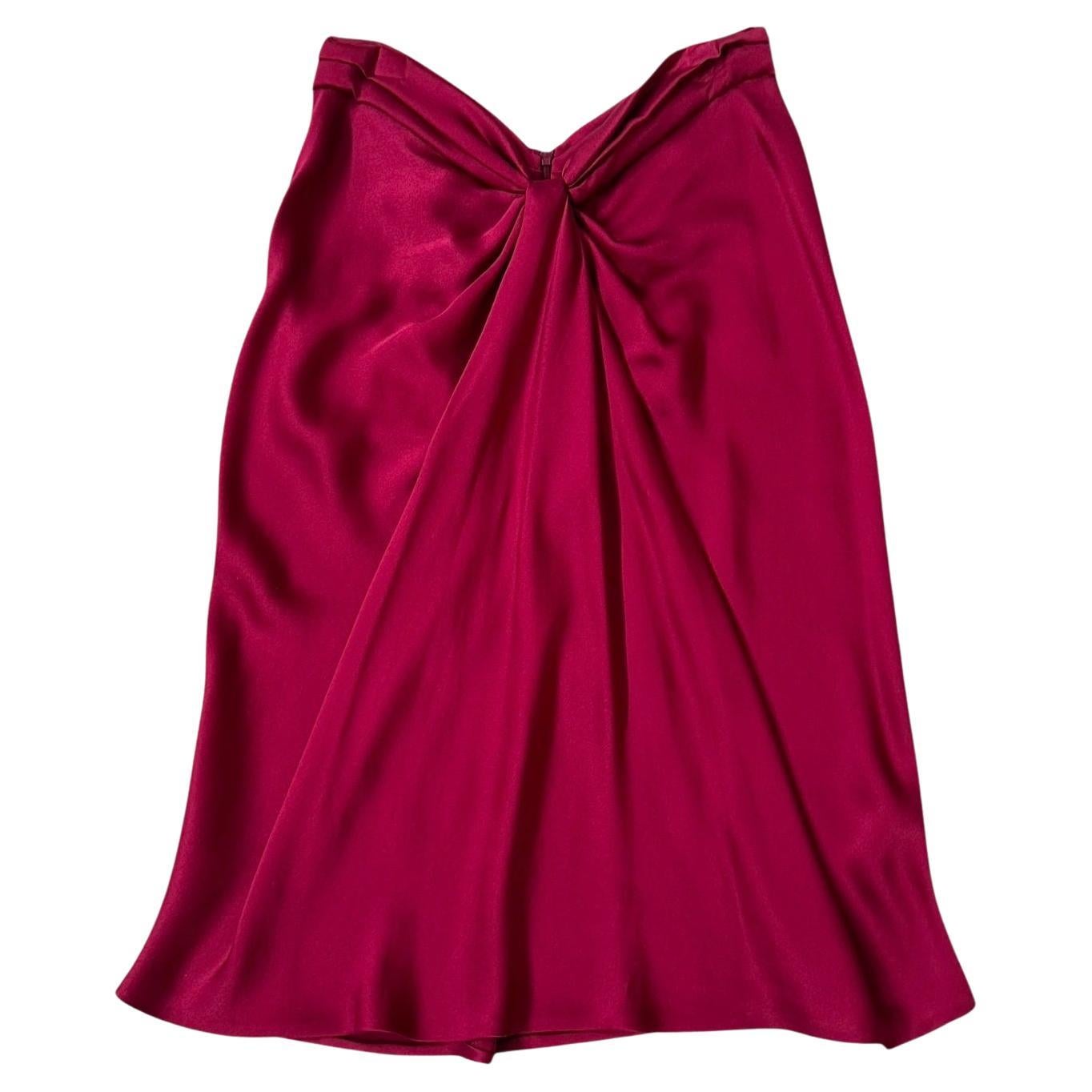 Alberta Ferretti Falda de Seda Drapeada en Fucsia Profundo - ¡Nosotros pagamos los aranceles de importación!