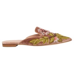 ALBERTA FERRETTI Mules plates rose poussiéreux en velours marbré MIA 38