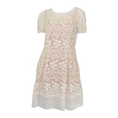 Alberta Ferretti Embroidered Organza A-Line Dress with Flower Motif