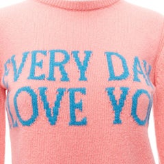 ALBERTA FERRETTI Everyday I Love You pink blue cashmere cropped sweater IT36 XS