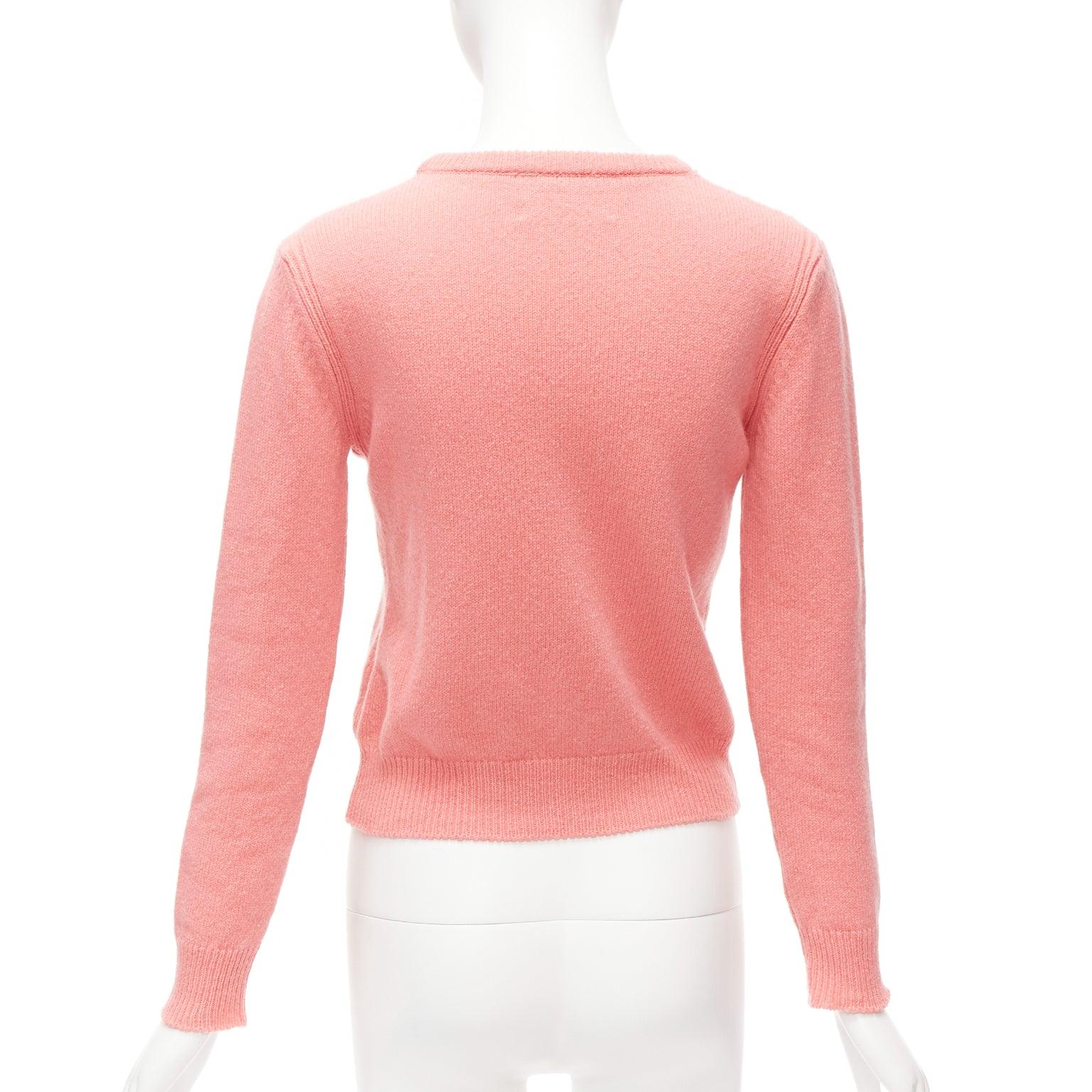 ALBERTA FERRETTI Everyday I Love You pink blue cashmere cropped sweater IT36 XS For Sale 1