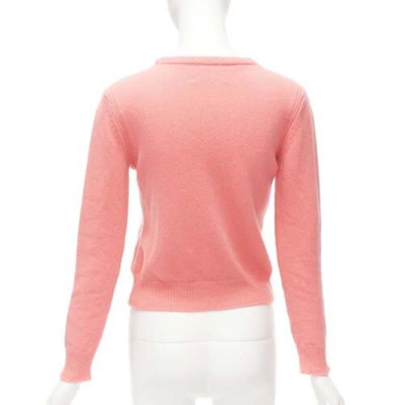 Women's ALBERTA FERRETTI Everyday I Love You pink blue cashmere cropped sweater IT36 XS For Sale