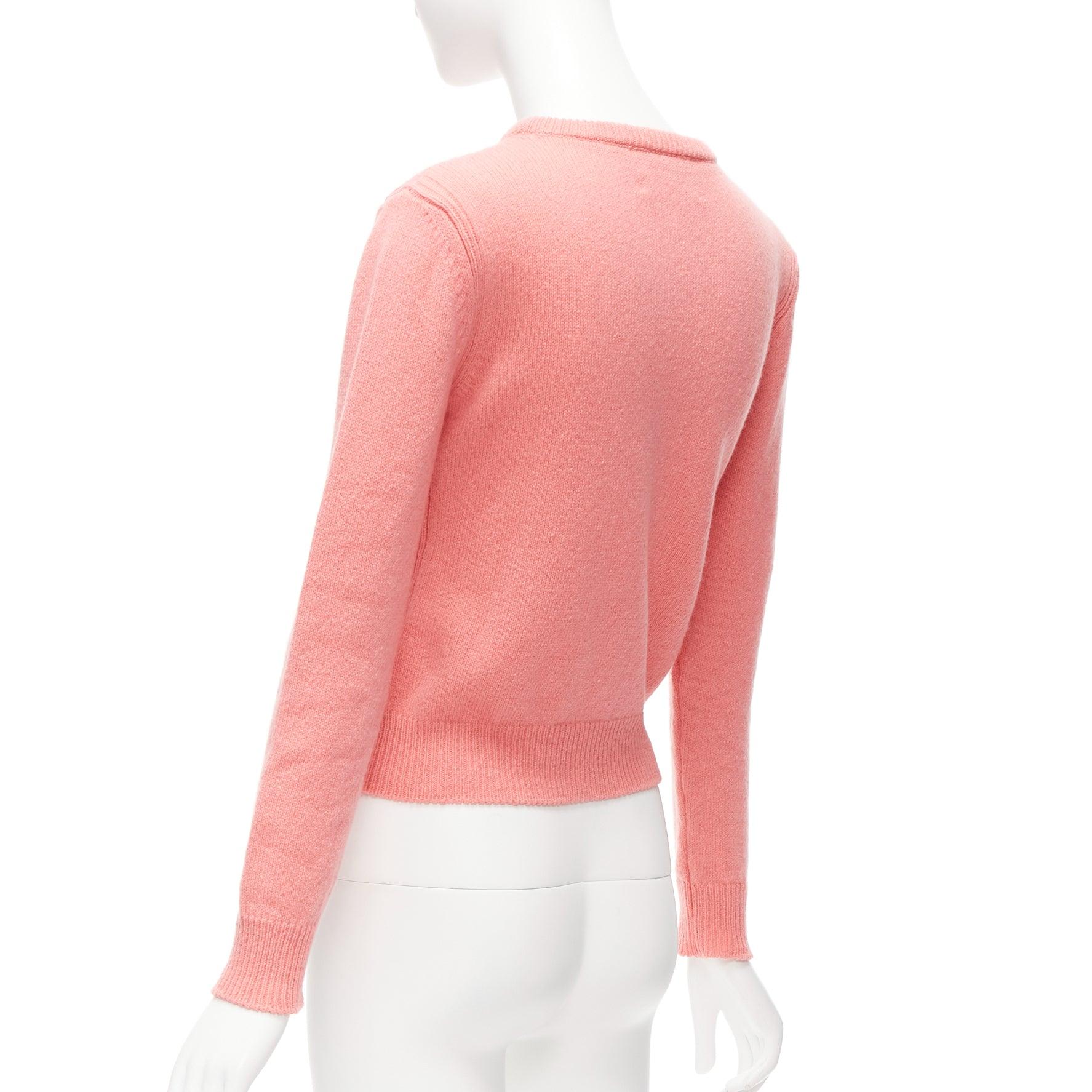 ALBERTA FERRETTI Everyday I Love You pink blue cashmere cropped sweater IT36 XS For Sale 2