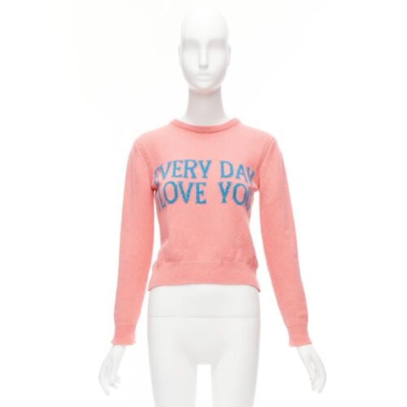 ALBERTA FERRETTI Everyday I Love You pink blue cashmere cropped sweater IT36 XS For Sale 4
