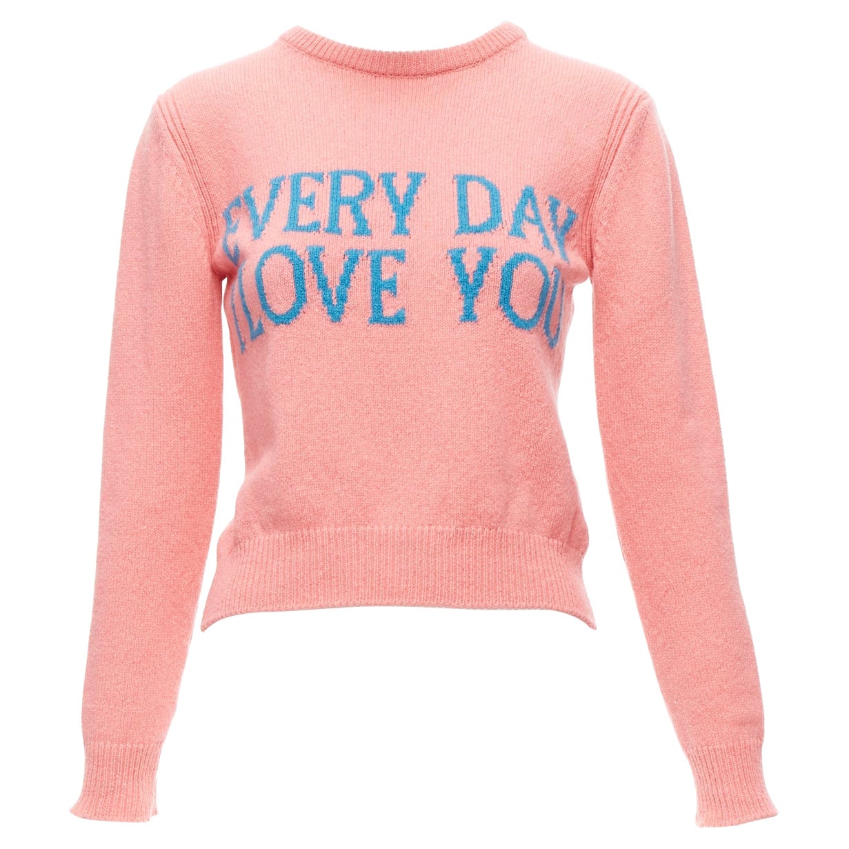Pre-owned Alberta Ferretti Everyday I Love You Pink Blue Cashmere Cropped Sweater It36 Xs