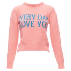 ALBERTA FERRETTI Everyday I Love You pink blue cashmere cropped sweater IT36 XS