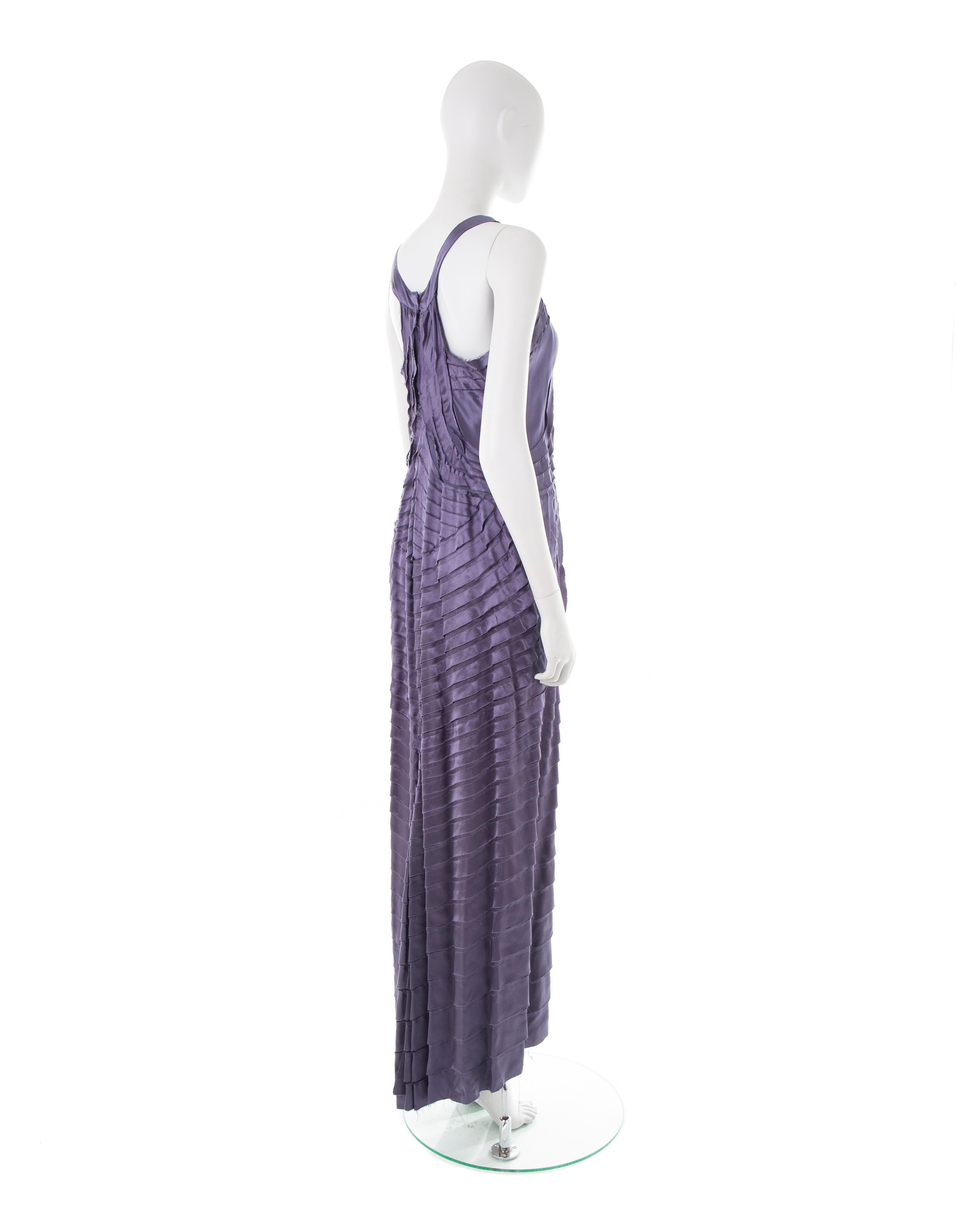 Alberta Ferretti F/W 2004 purple shredded silk ribbon evening dress In Excellent Condition For Sale In Rome, IT