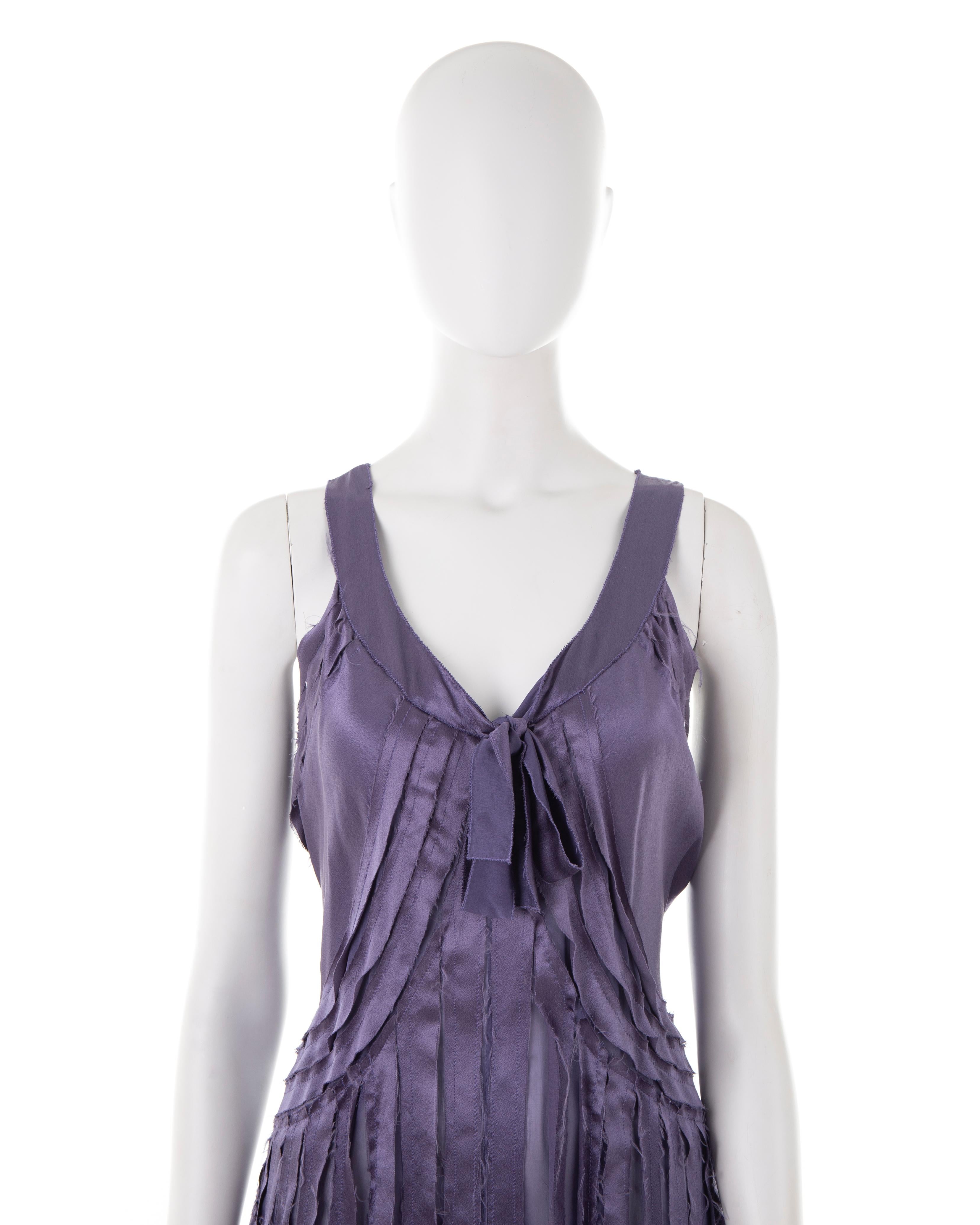 Women's Alberta Ferretti F/W 2004 purple shredded silk ribbon evening dress For Sale
