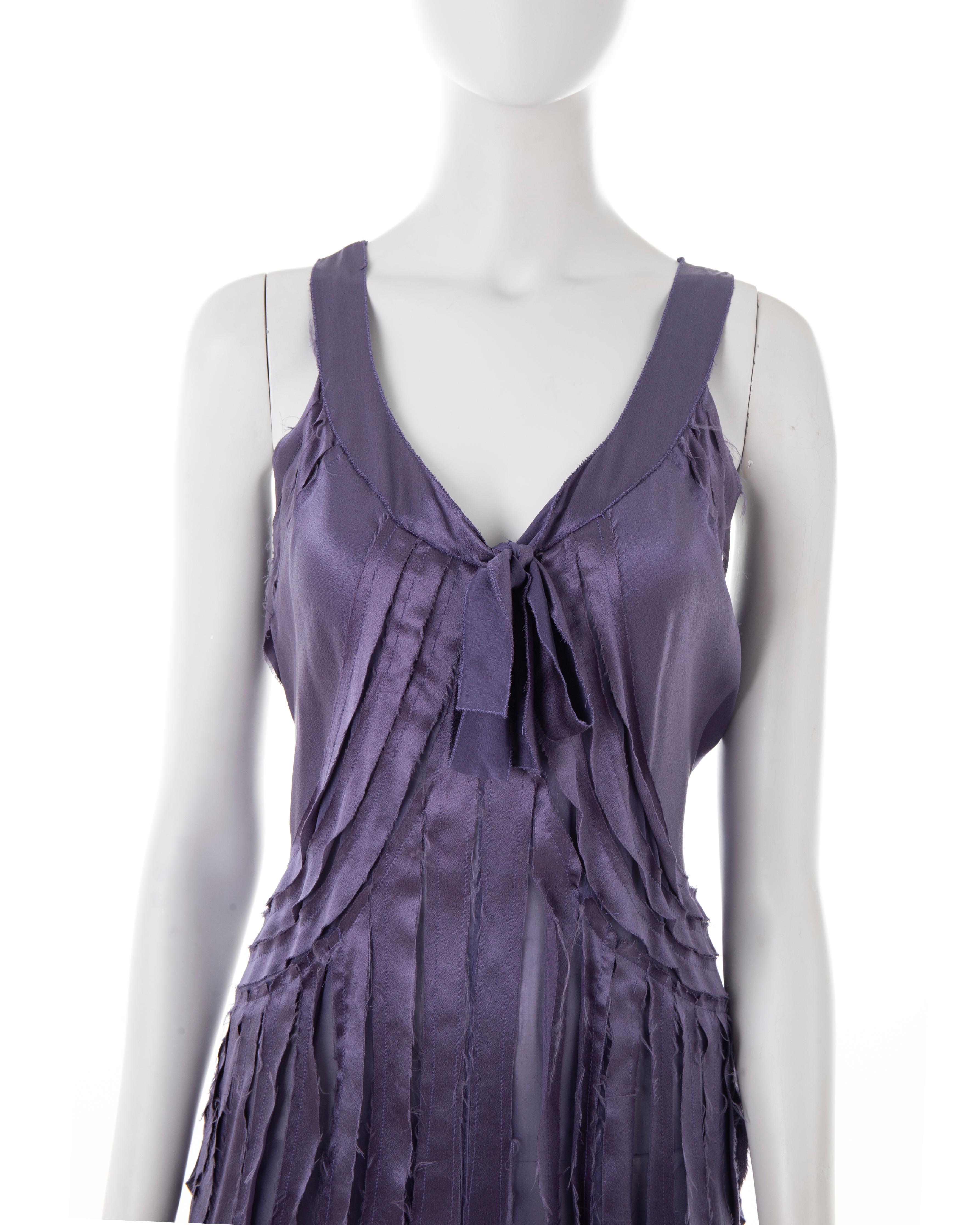 Alberta Ferretti F/W 2004 purple shredded silk ribbon evening dress For Sale 1