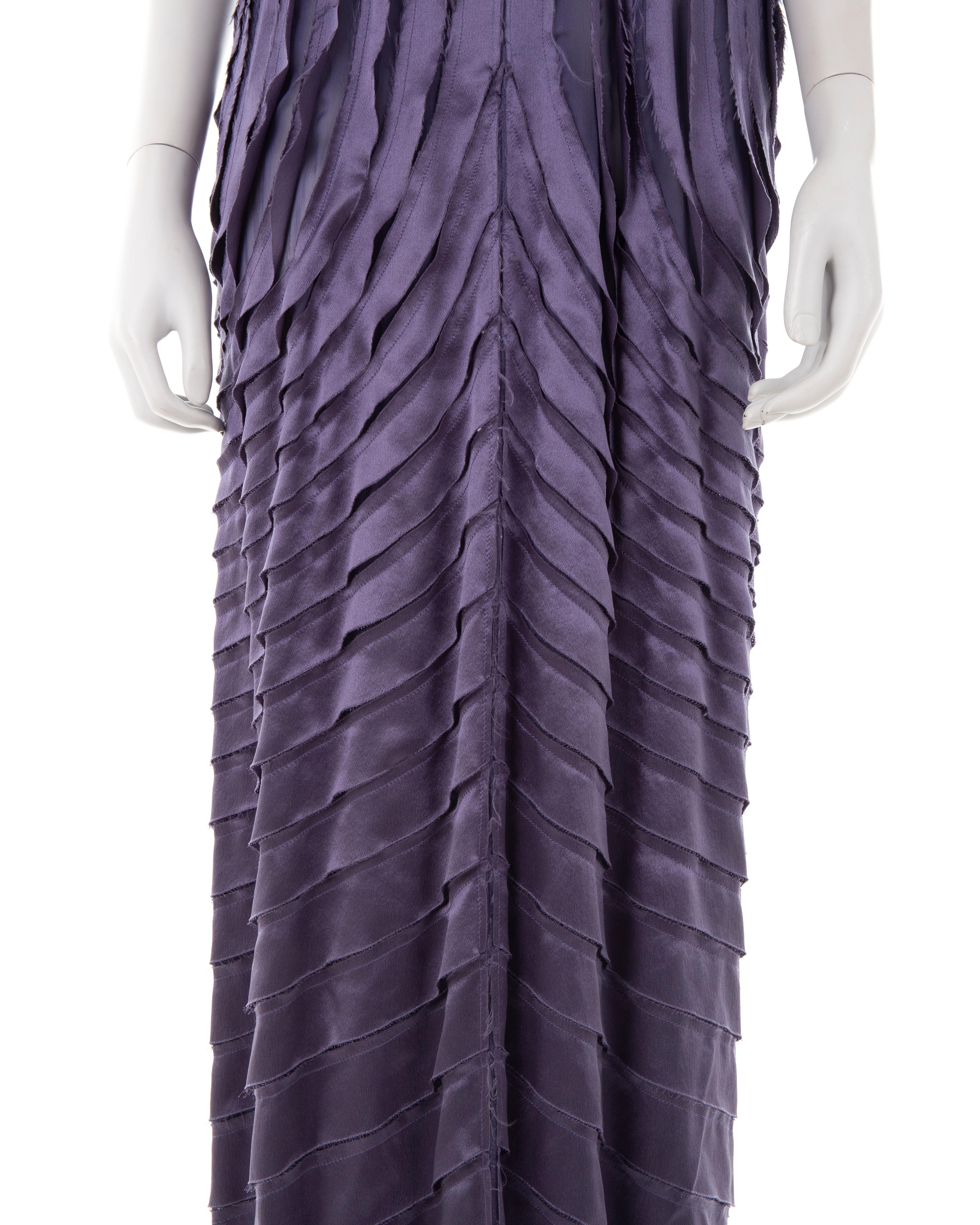 Alberta Ferretti F/W 2004 purple shredded silk ribbon evening dress For Sale 2