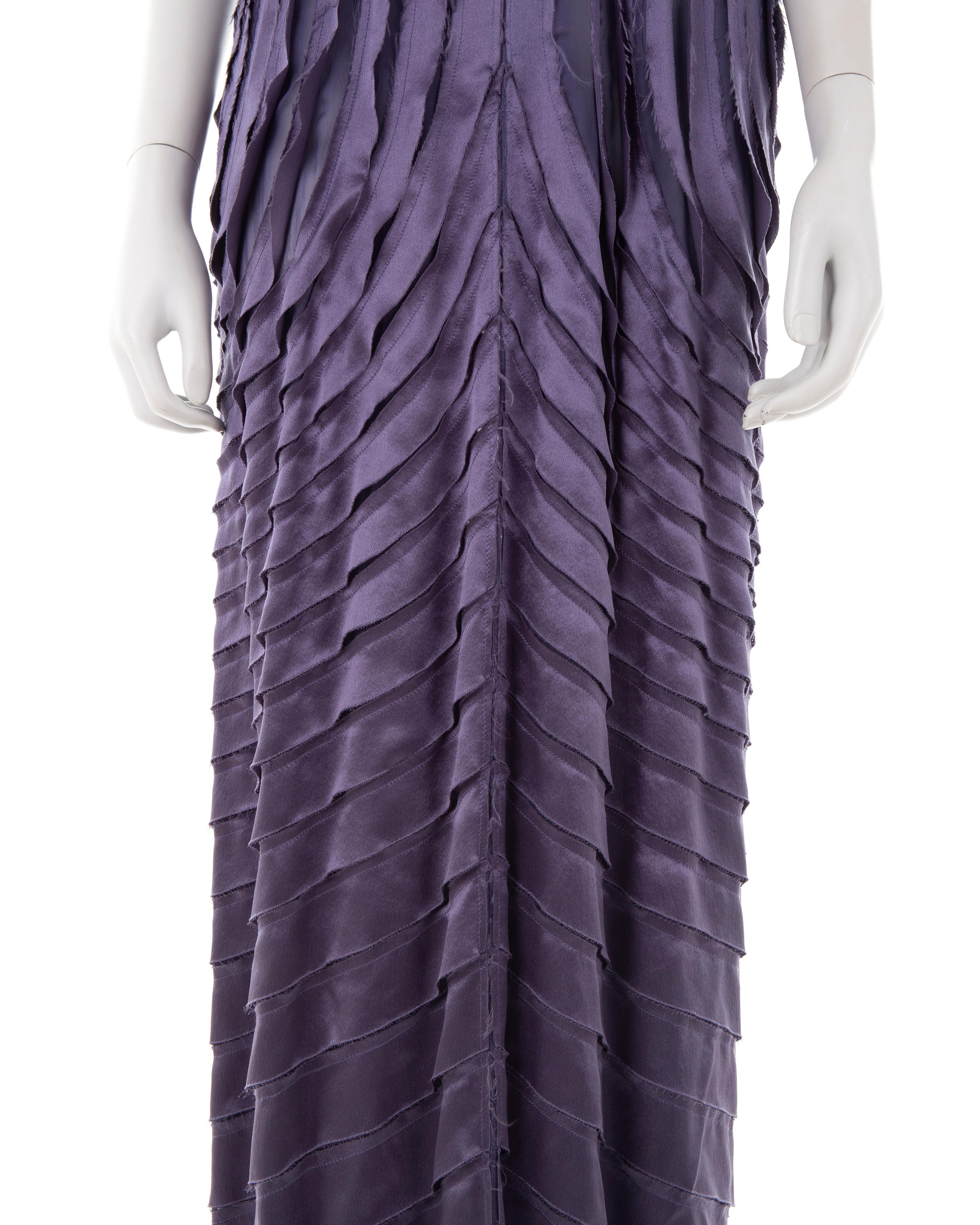 Alberta Ferretti F/W 2004 purple shredded silk ribbon evening dress For Sale 1