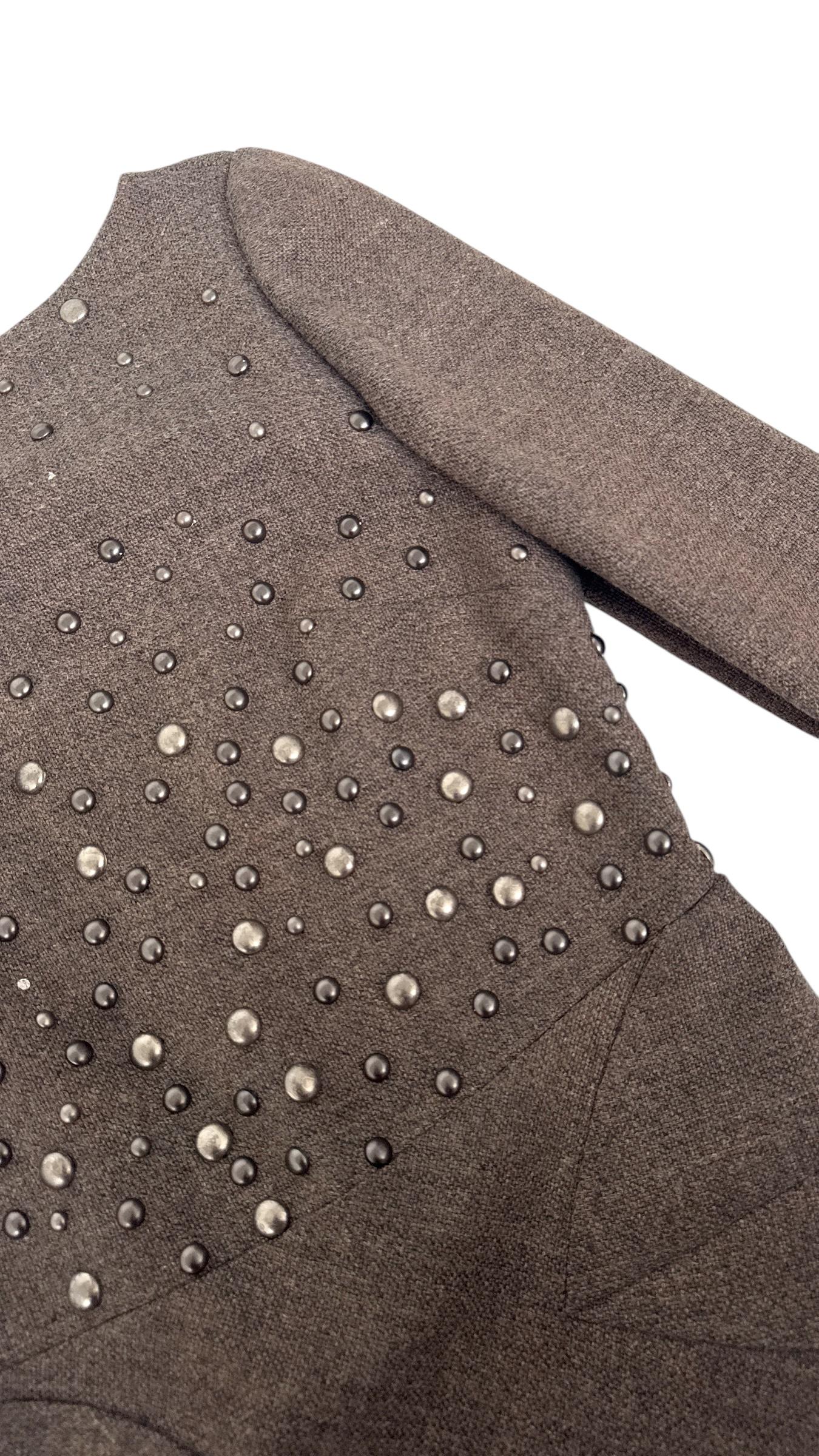Alberta Ferretti Fall/Winter 2007 Runway Brown Tweed Dress with Stud For Sale 5
