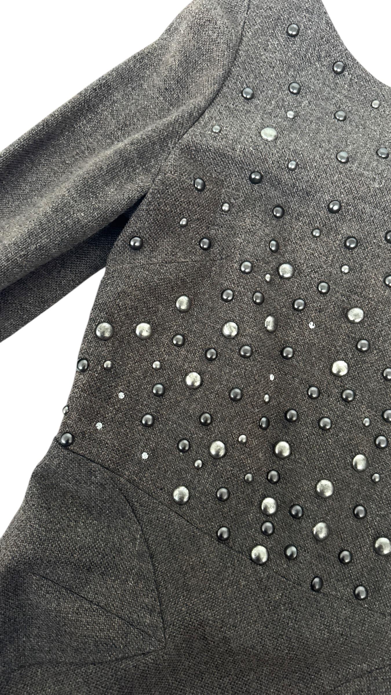 Alberta Ferretti Fall/Winter 2007 Runway Brown Tweed Dress with Stud For Sale 6