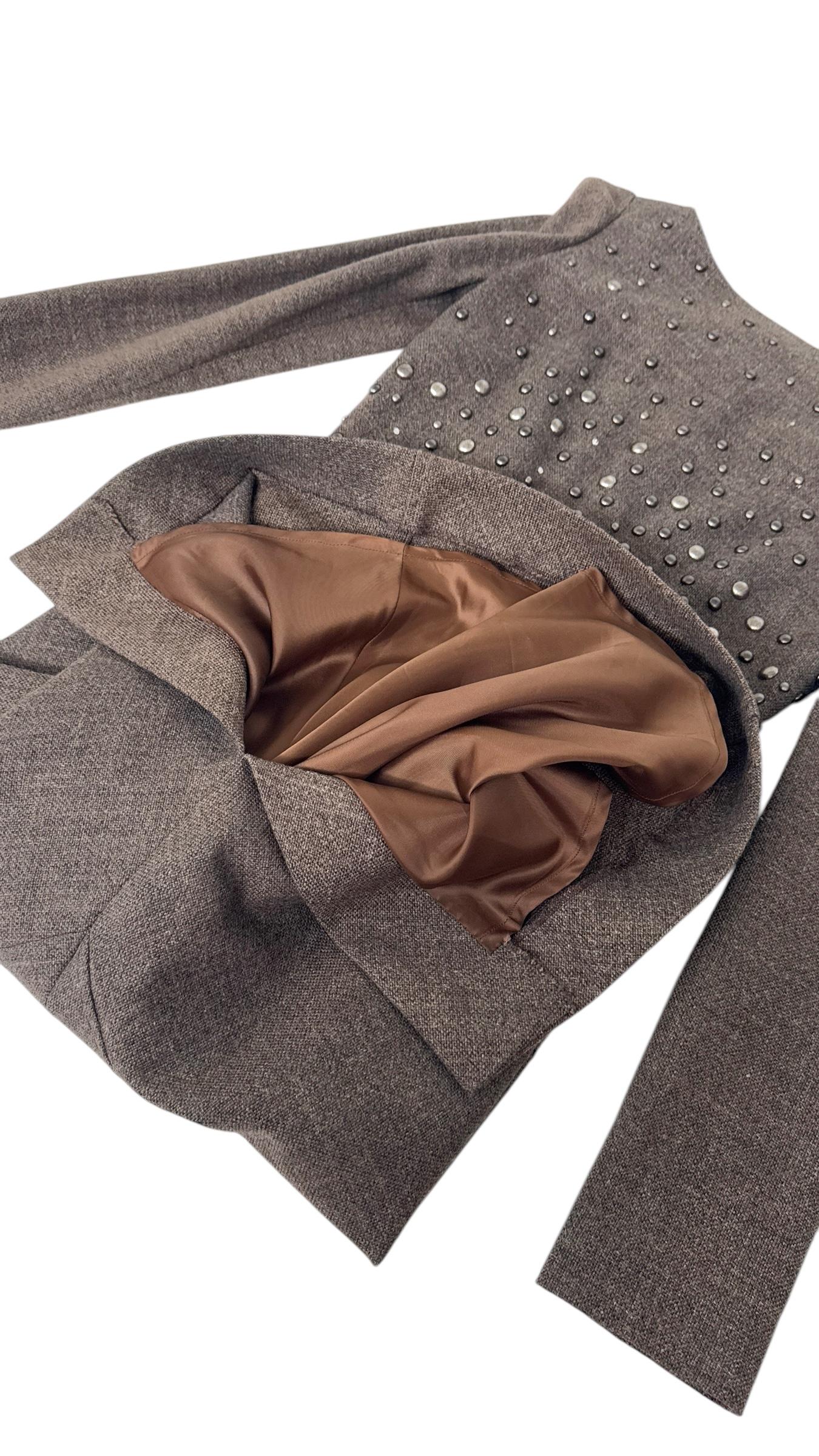 Alberta Ferretti Fall/Winter 2007 Runway Brown Tweed Dress with Stud For Sale 3