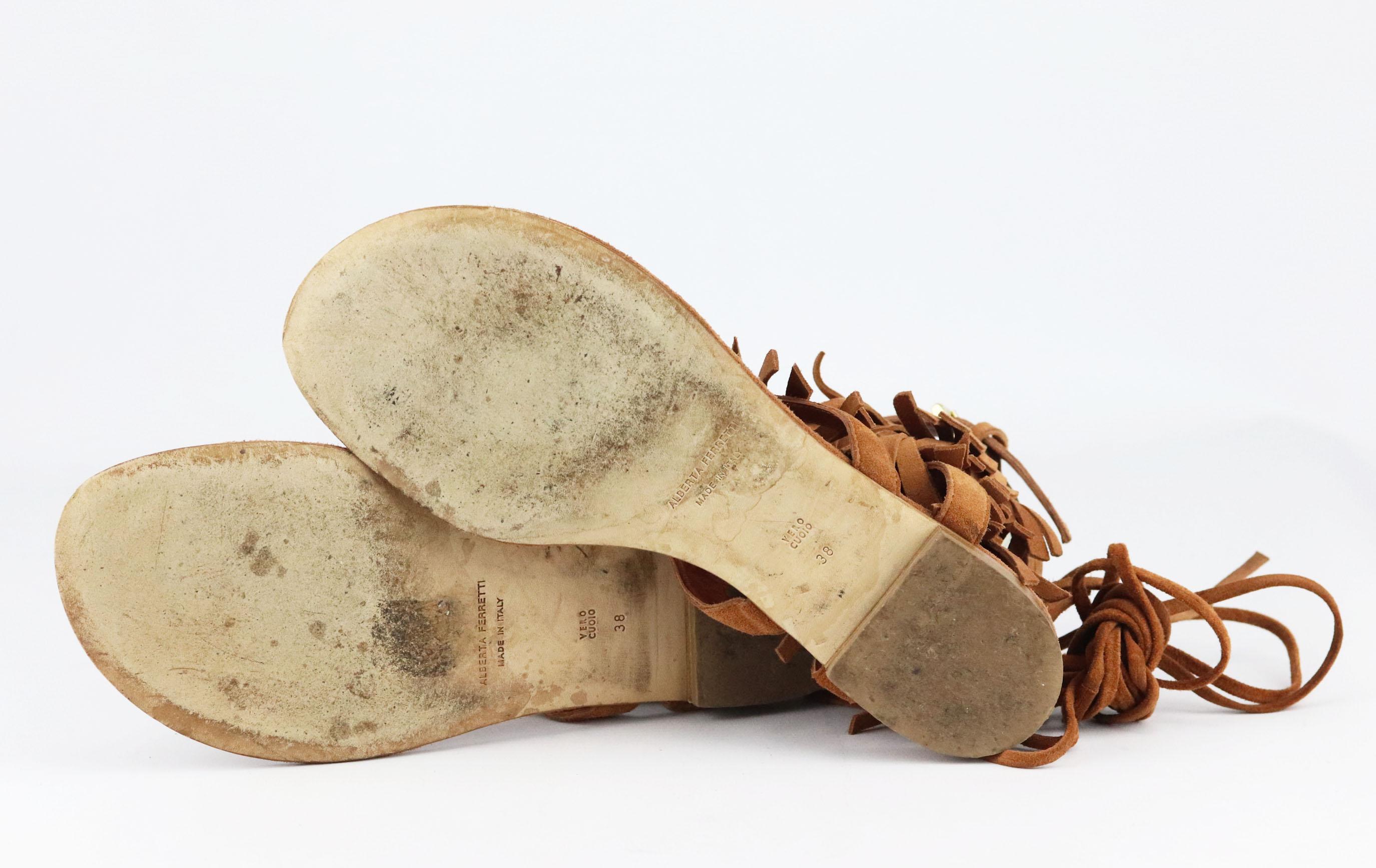 De las mujeres Sandalias de ante con flecos Alberta Ferretti