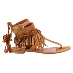 Alberta Ferretti Fringed Suede Sandals