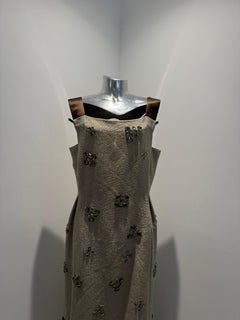 Alberta Ferretti FW 2006 Vestido de Lana Crema con Adornos