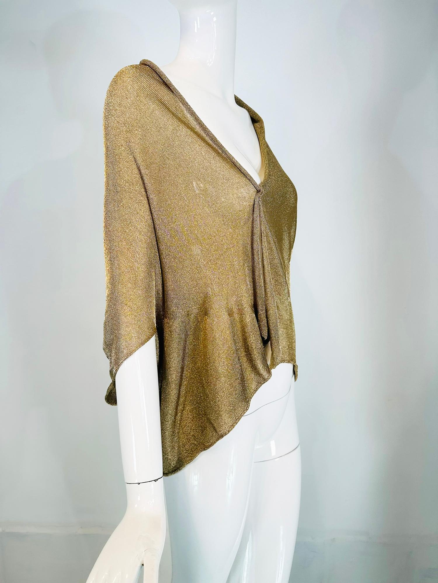 Alberta Ferretti - Cache-nez drapé asymétrique en tricot métallisé doré   en vente 6