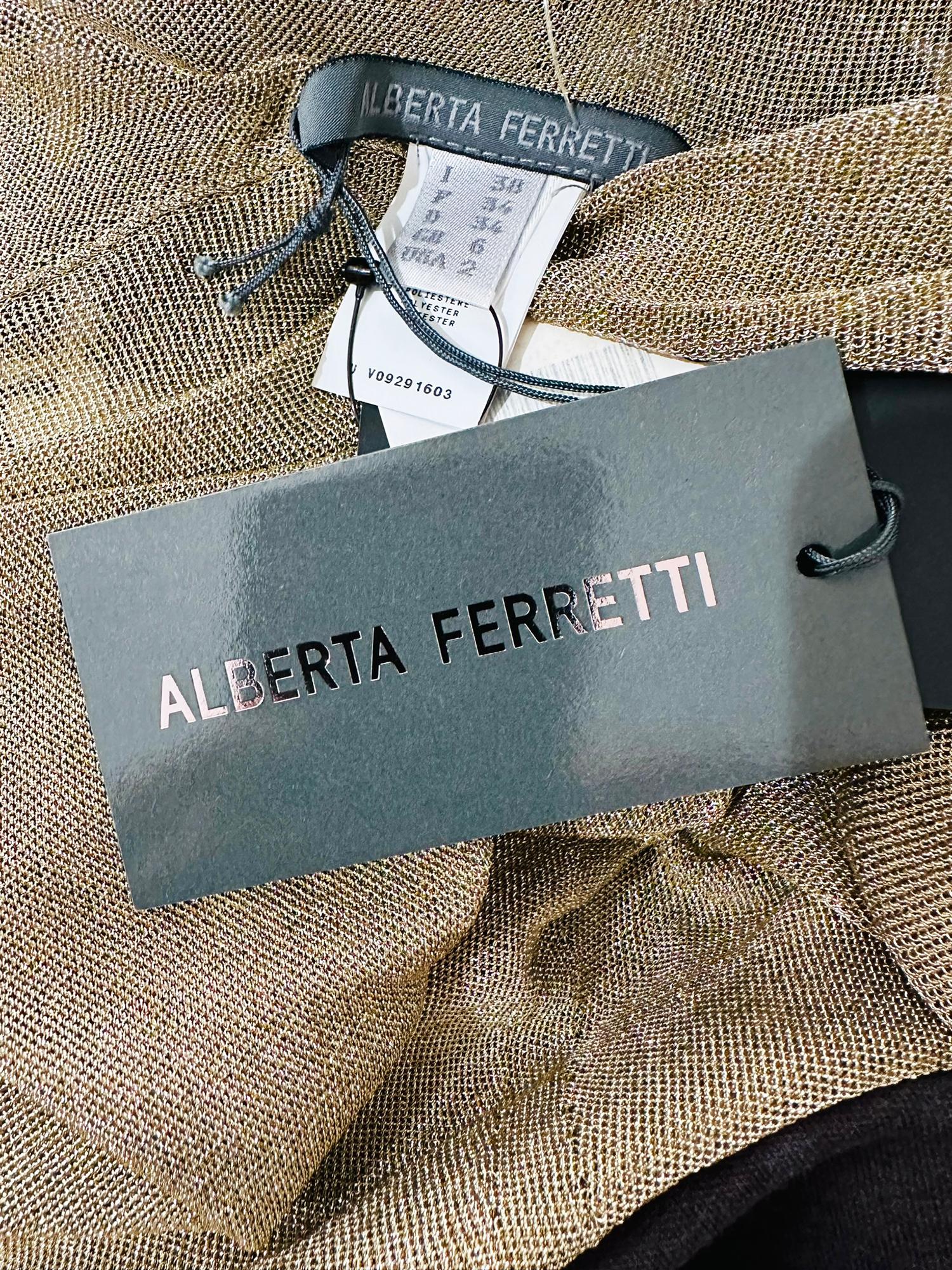 Alberta Ferretti Gold Metallic Knit Asymmetrical Cropped Draped Layering Shrug   For Sale 8