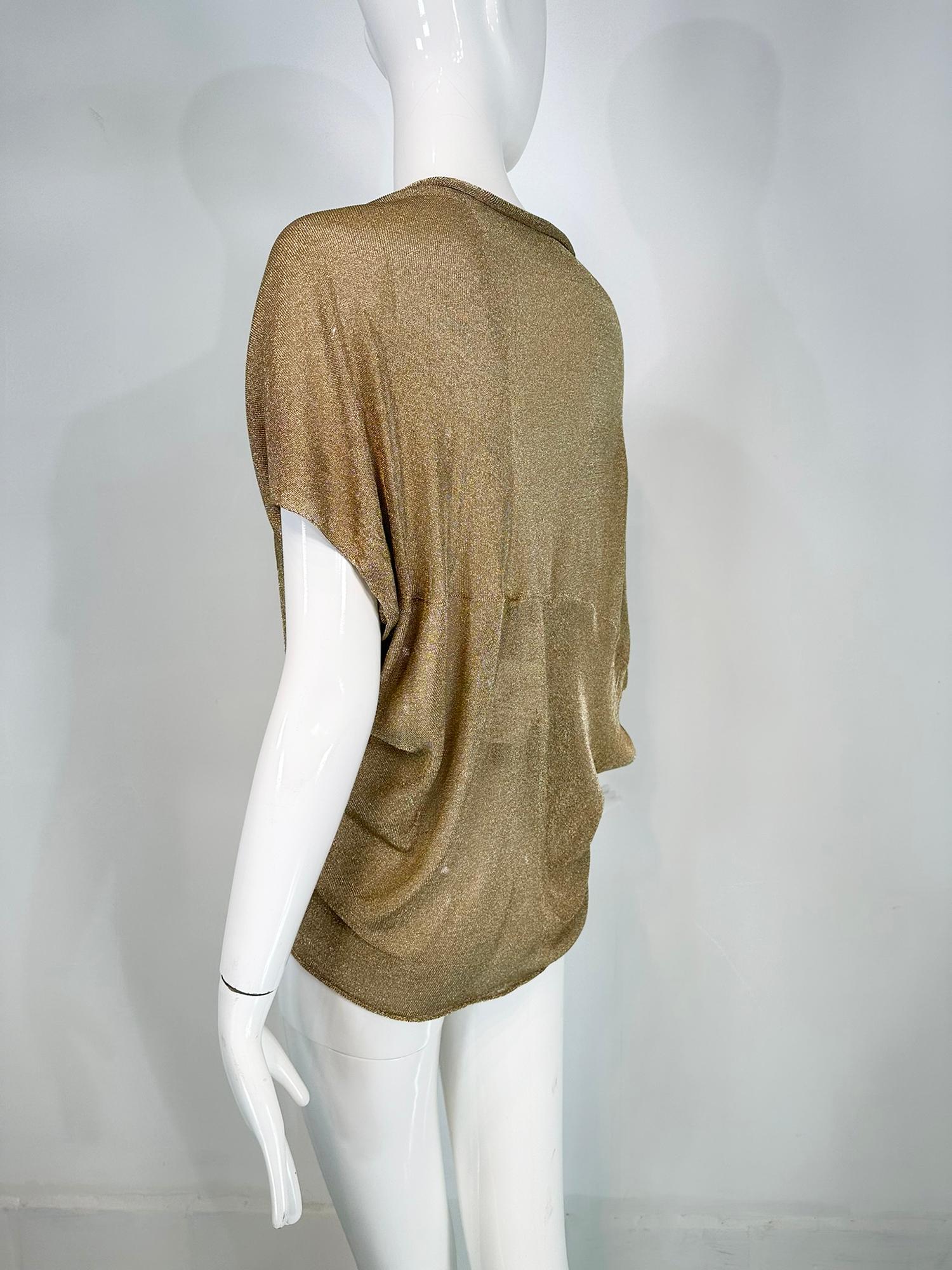 Alberta Ferretti - Cache-nez drapé asymétrique en tricot métallisé doré   en vente 1
